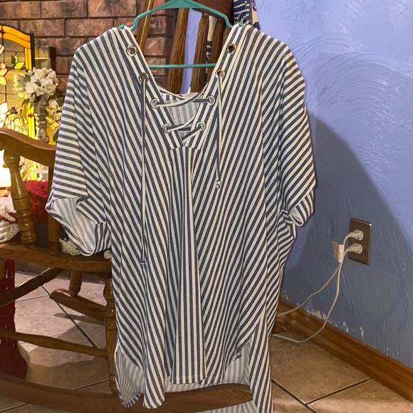 Time and Tru Other - Blue and white swim cover up